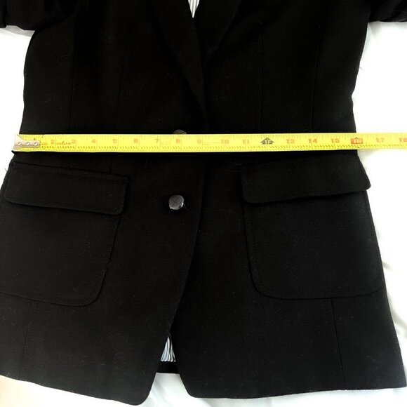 Banana Republic Black Wool H acking Jacket Blazer Sz 8 Tall Black Elbow patches - Picture 12 of 14